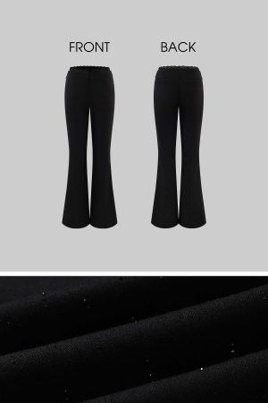 ROVENTE Lace Trim Corset Top and Flared Pants Set