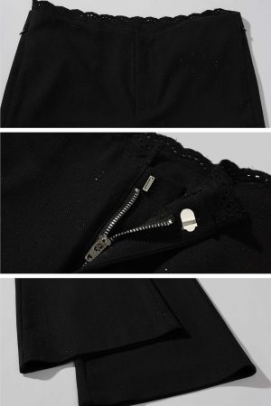 ROVENTE Lace Trim Corset Top and Flared Pants Set