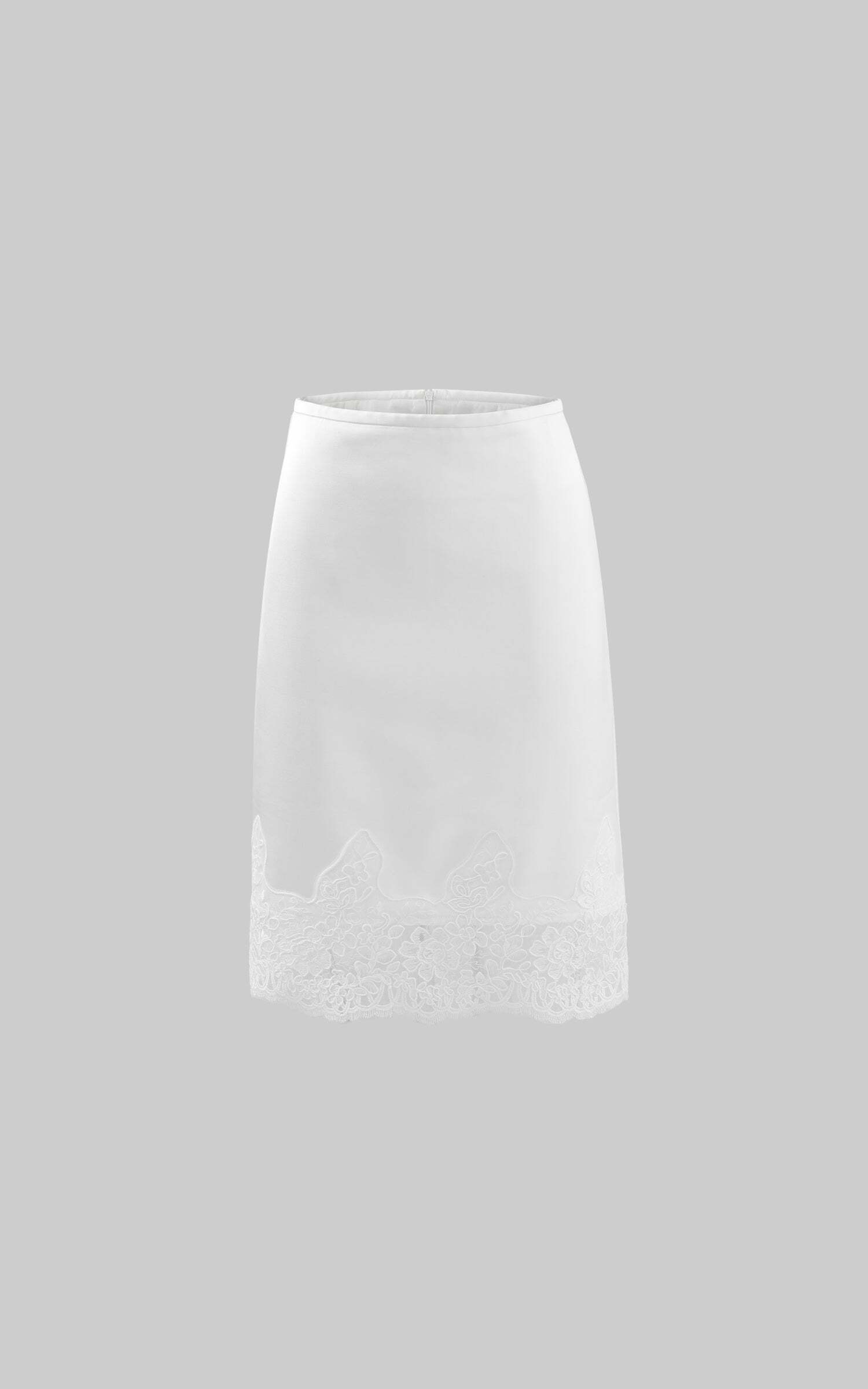 ROVENTE Lace Trim Satin Skirt Slim Midi ROVENTE Lace Trim Satin Skirt Slim Midi