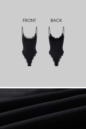 ROVENTE Lace-Trimmed Cut-Out Bodysuit