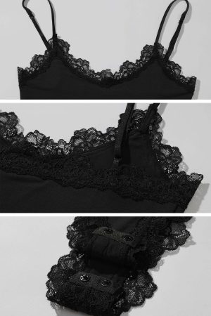 ROVENTE Lace-Trimmed Cut-Out Bodysuit