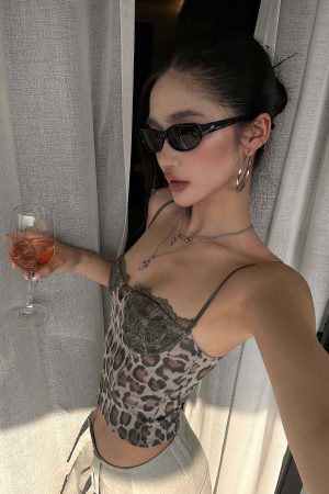 ROVENTE Leopard Lace Corset Cami