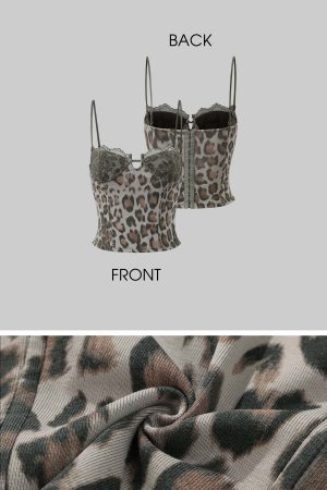 ROVENTE Leopard Lace Corset Cami