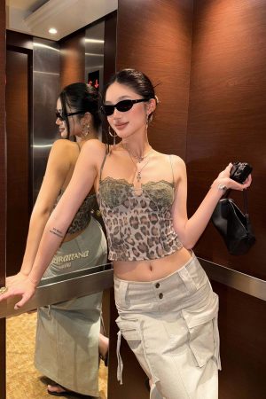 ROVENTE Leopard Lace Corset Cami