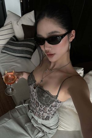 ROVENTE Leopard Lace Corset Cami