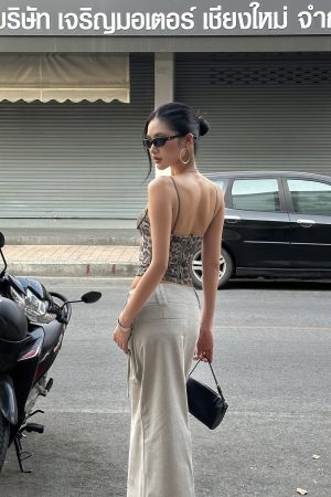 ROVENTE Leopard Lace Corset Cami