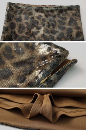 ROVENTE Leopard Sequin Micro Skirt