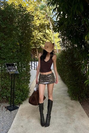 ROVENTE Leopard Sequin Micro Skirt