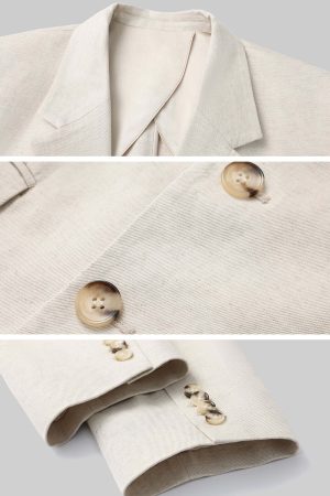 ROVENTE Linen-Blend Blazer & Pleated Mini Skirt Set