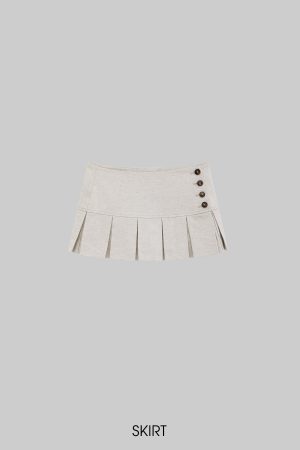 ROVENTE Linen-Blend Blazer & Pleated Mini Skirt Set