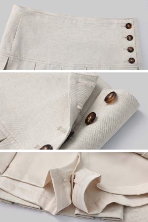 ROVENTE Linen-Blend Blazer & Pleated Mini Skirt Set