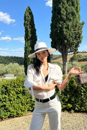 ROVENTE Linen Utility Shirt with Epaulettes and Patch Pockets