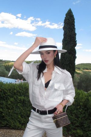 ROVENTE Linen Utility Shirt with Epaulettes and Patch Pockets