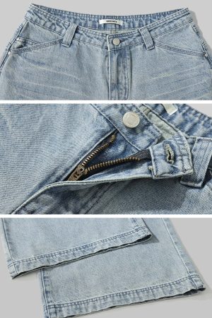 ROVENTE Low Rise Wide-Leg Distressed Jeans