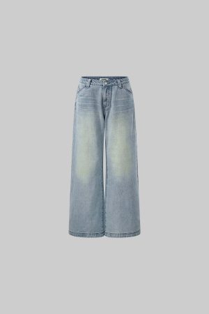 ROVENTE Low Rise Wide-Leg Distressed Jeans