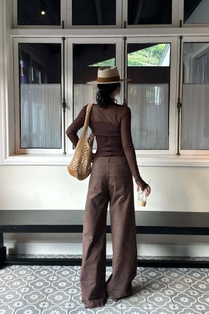 ROVENTE Mesh Lace Two Piece Top Long Sleeve Cami Set