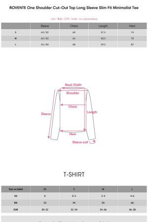 ROVENTE One Shoulder Cut-Out Top Long Sleeve Slim Fit Minimalist Tee