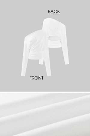 ROVENTE One Shoulder Cut-Out Top Long Sleeve Slim Fit Minimalist Tee