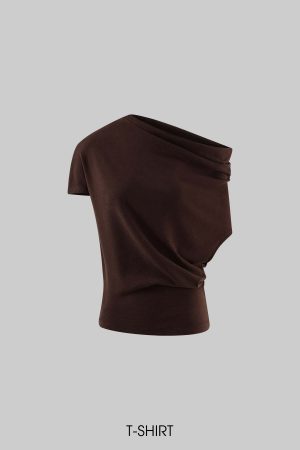 ROVENTE One-Shoulder Draped Fitted Tee