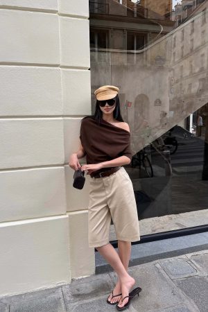 ROVENTE One-Shoulder Draped Fitted Tee