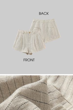 ROVENTE Pinstripe Linen Shirt and Shorts Set with Relaxed Fit and Tailored Detailing