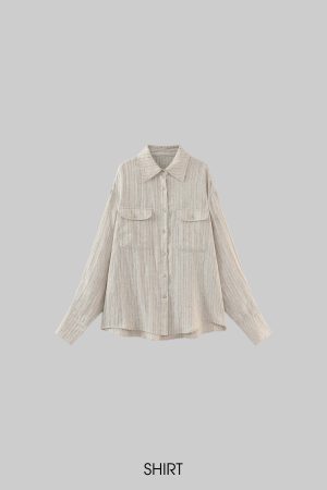 ROVENTE Pinstripe Linen Shirt and Shorts Set with Relaxed Fit and Tailored Detailing