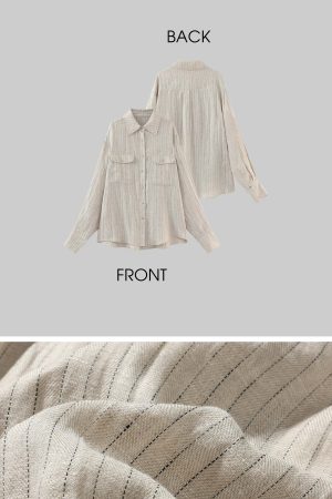 ROVENTE Pinstripe Linen Shirt and Shorts Set with Relaxed Fit and Tailored Detailing