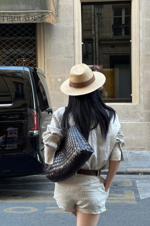 ROVENTE Pinstripe Linen Shirt and Shorts Set with Relaxed Fit and Tailored Detailing