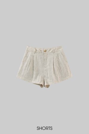 ROVENTE Pinstripe Linen Shirt and Shorts Set with Relaxed Fit and Tailored Detailing