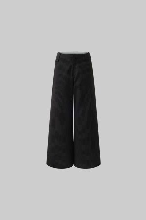 ROVENTE Pinstripe Tailored Wide-Leg Pants