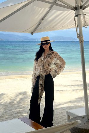 ROVENTE Pinstripe Tailored Wide-Leg Pants