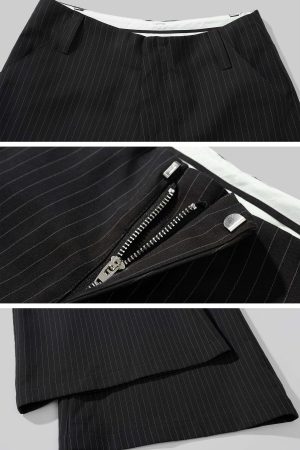 ROVENTE Pinstripe Tailored Wide-Leg Pants