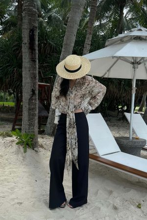 ROVENTE Pinstripe Tailored Wide-Leg Pants