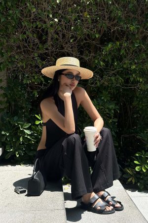 ROVENTE Pinstripe Tailored Wide-Leg Pants