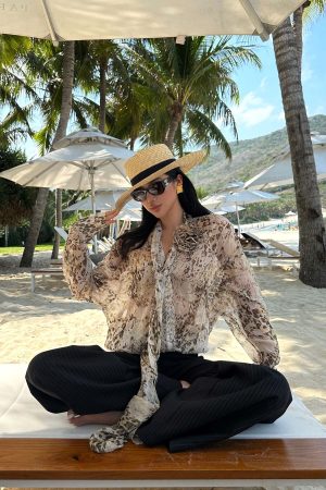 ROVENTE Pinstripe Tailored Wide-Leg Pants