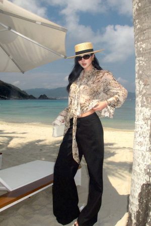 ROVENTE Pinstripe Tailored Wide-Leg Pants