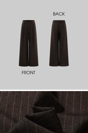 ROVENTE Pinstripe Wide-Leg Trousers with Pleated Front and Tailored Waist