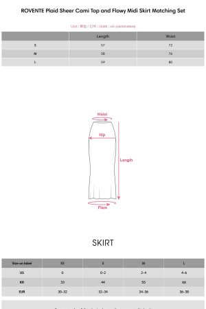 ROVENTE Plaid Sheer Cami Top and Flowy Midi Skirt Matching Set