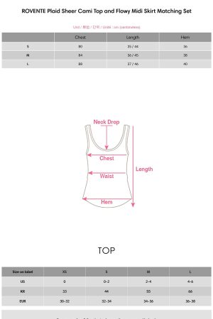 ROVENTE Plaid Sheer Cami Top and Flowy Midi Skirt Matching Set