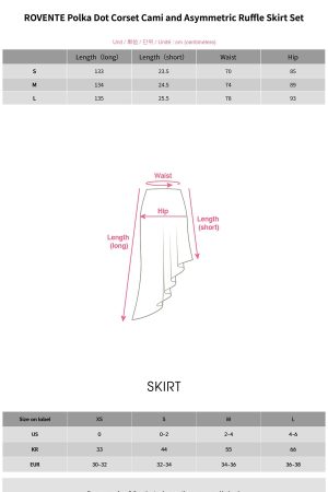 ROVENTE Polka Dot Corset Cami and Asymmetric Ruffle Skirt Set
