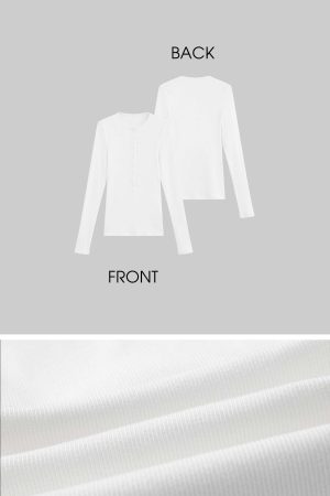 ROVENTE Ribbed Snap Henley Top