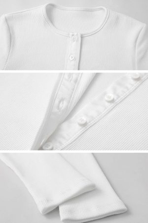 ROVENTE Ribbed Snap Henley Top