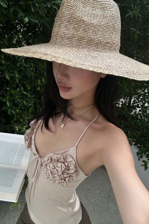 ROVENTE Rosette Detail Satin Camisole with Adjustable Straps