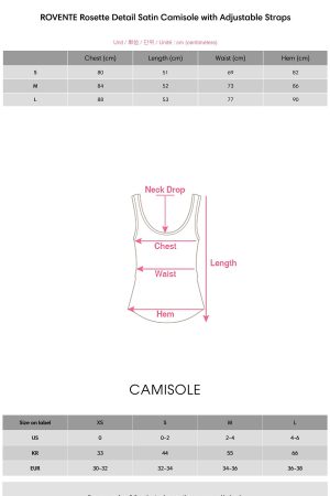 ROVENTE Rosette Detail Satin Camisole with Adjustable Straps