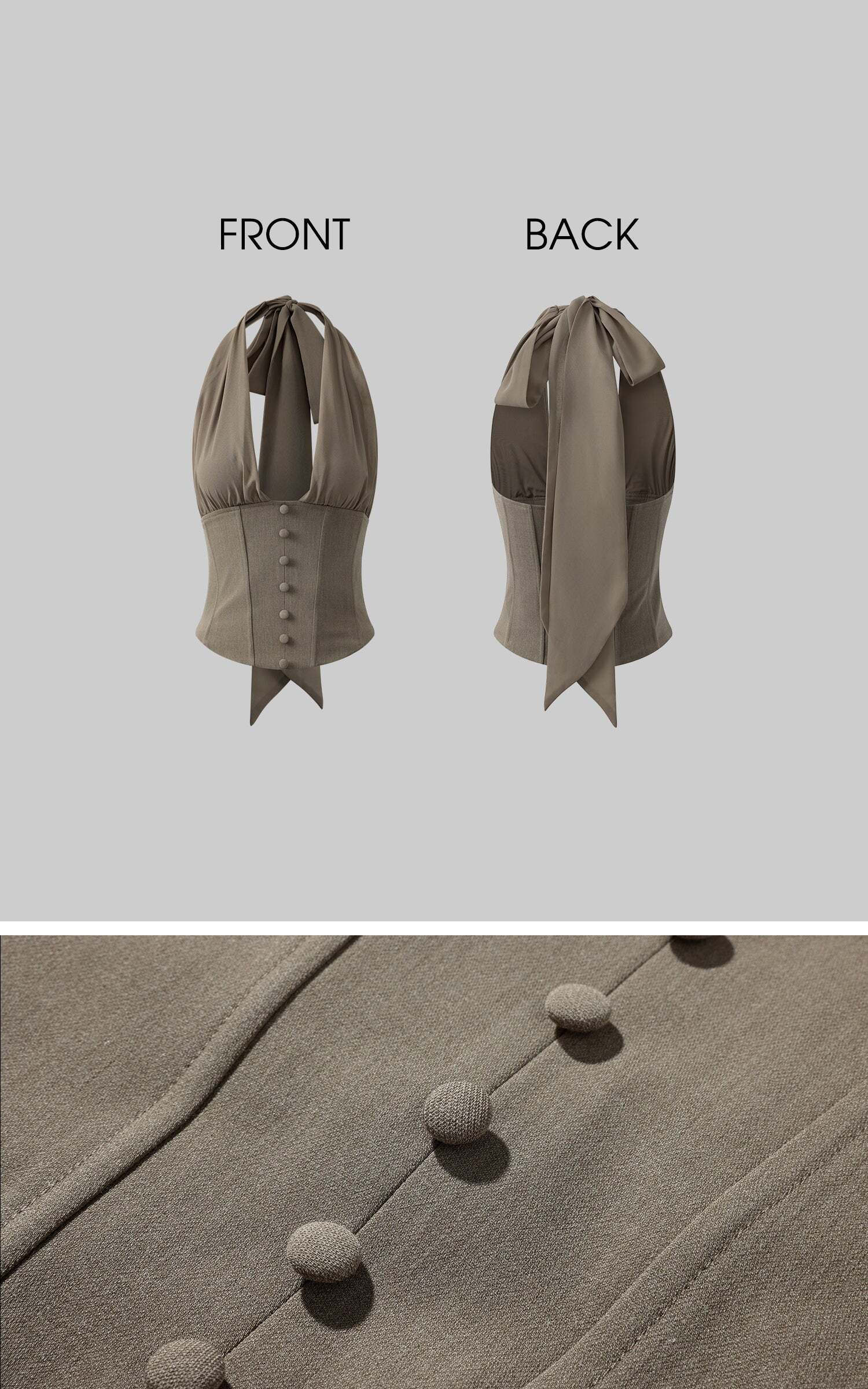 ROVENTE Rosette Trim Mini Skirt Set with Halter Corset Top ROVENTE Rosette Trim Mini Skirt Set with Halter Corset Top