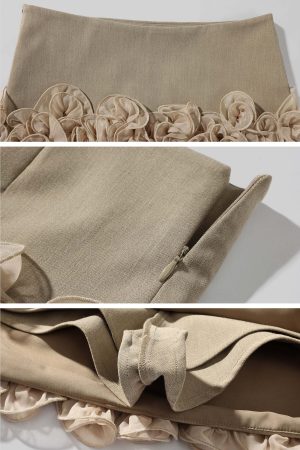 ROVENTE Rosette Trim Mini Skirt Set with Halter Corset Top