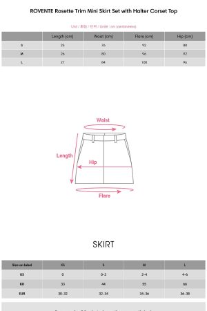 ROVENTE Rosette Trim Mini Skirt Set with Halter Corset Top