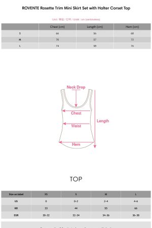 ROVENTE Rosette Trim Mini Skirt Set with Halter Corset Top