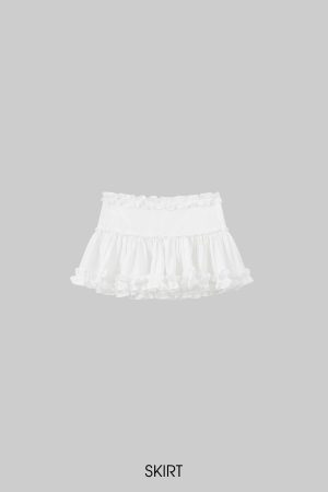 ROVENTE Ruched Tie-Front Top & Frill Mini Skirt Set