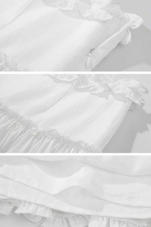 ROVENTE Ruched Tie-Front Top & Frill Mini Skirt Set